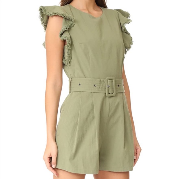 Green Belted Ruffle Romper - Picture 5 of 7